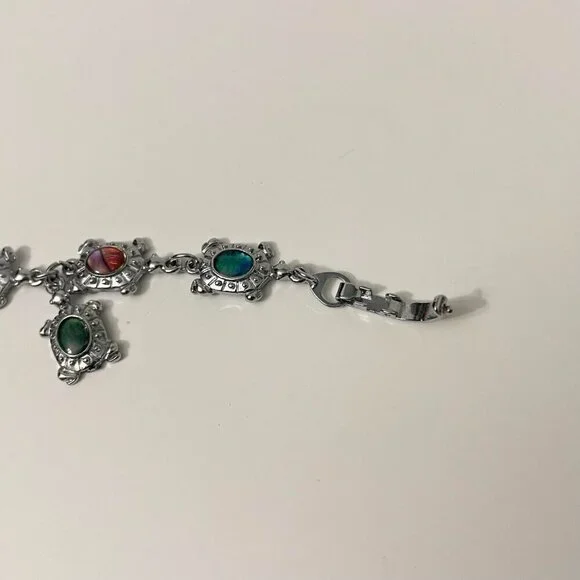 Multi Coloured Turtle Shell Bracelet 7 Inch Long - Picture 11 of 16